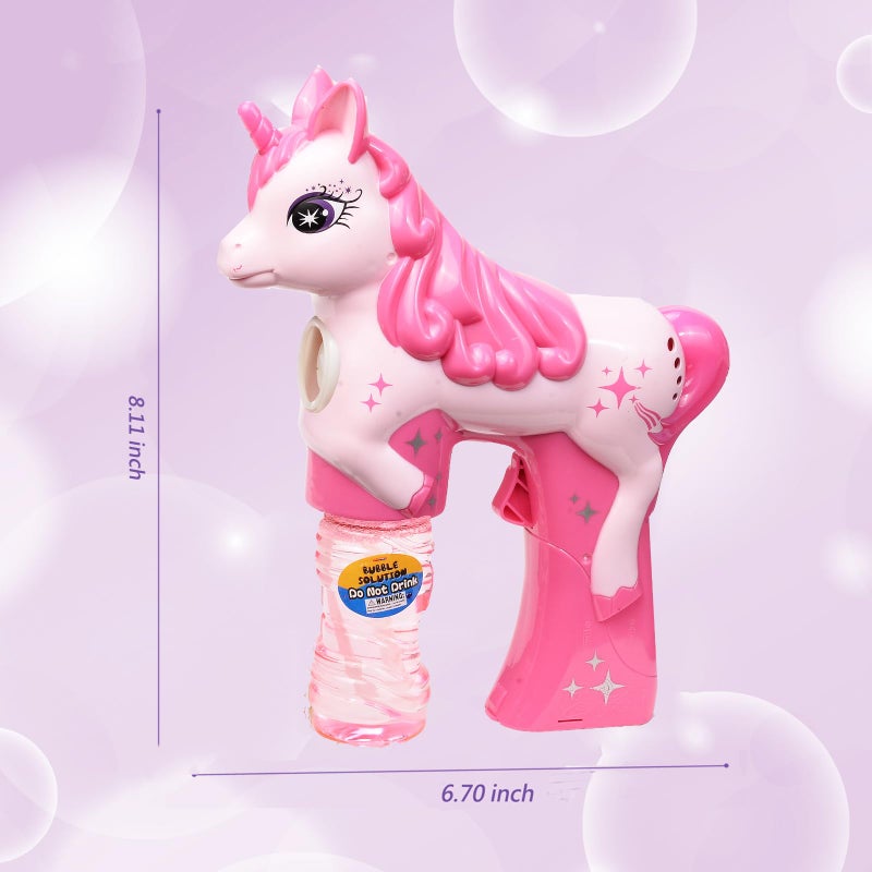 Haktoys Unicorn Bubble Gun with Batteries â€“ Leak-Free Automatic Bubble Blower & Maker for Toddlers & Kids | Bubble Shooter Toy with Solution Included | Ready to Play & Newly Upgraded - Image 3